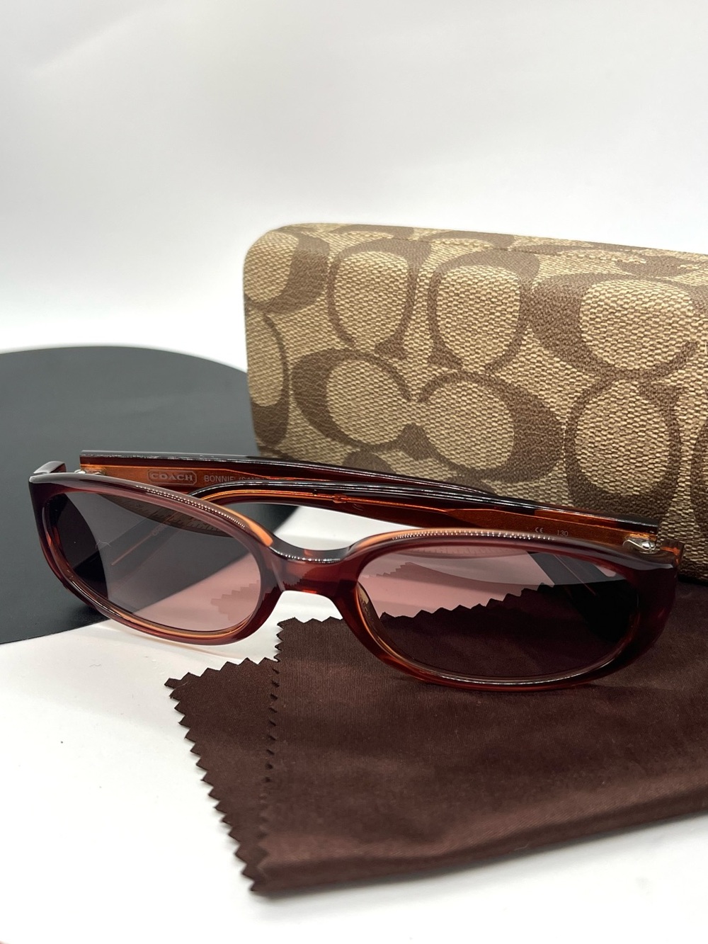 Coach Bonnie S417 Rose Crystal Oval Sunglasses Y2K Authentic w Case & Cloth